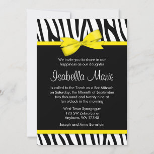 Bat mitzvah inbjudningar till Zebra-Gulten