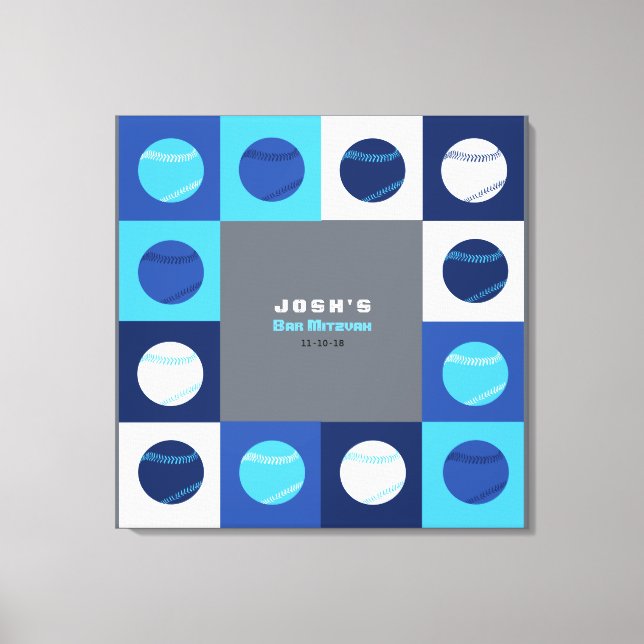 BAT MITZVAH inloggningsminneskort för BASEBALL Pub Canvastryck (Framsida)