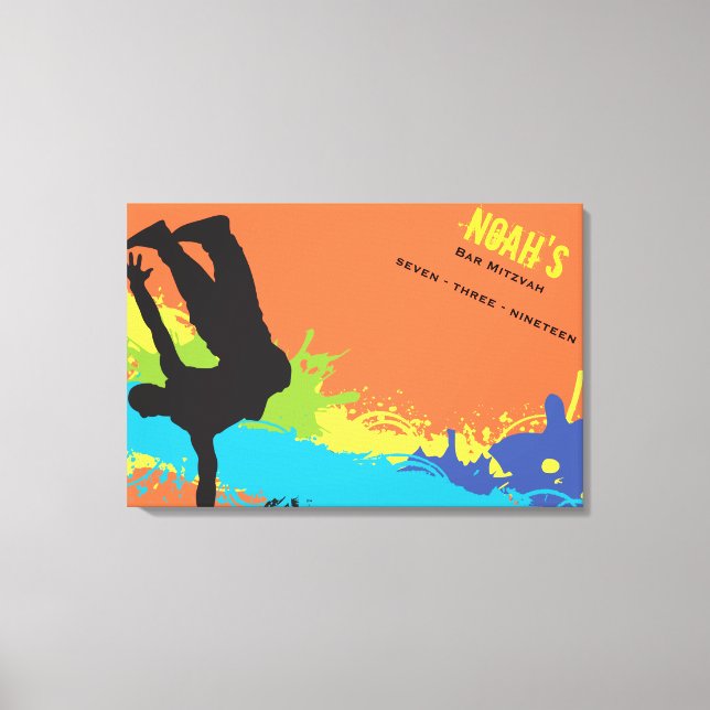 Bat mitzvah inloggningsnota för hip hop DANCE Pub Canvastryck (Framsida)