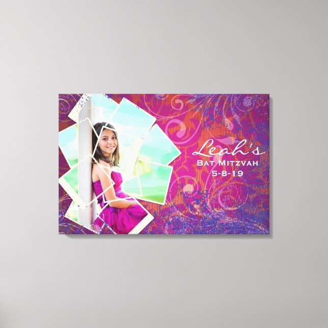 Bat mitzvah inloggningsplan för coola FOTO COLLAGE Canvastryck (Framsida)