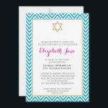 BAT MITZVAH kevron mönster guld glittery aqua Inbjudningar<br><div class="desc">Obs! guld-effekten i glittery är en tryckt bildEtt trendig, som är mönstrat för ditt barns BAT MITZVAH INVITATIONER. Wow dina vänner och din familj med detta lilla nummer;D-format som mall är det enkelt att lägga till egna uppgifter, lägga till ditt foto eller slått anpassa knappen och du kan lägga till...</div>