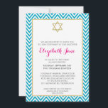 BAT MITZVAH kevron mönster guld glittery aqua Inbjudningar<br><div class="desc">Obs! guld-effekten i glittery är en tryckt bildEtt trendig, som är mönstrat för ditt barns BAT MITZVAH INVITATIONER. Wow dina vänner och din familj med detta lilla nummer;D-format som mall är det enkelt att lägga till egna uppgifter, lägga till ditt foto eller slått anpassa knappen och du kan lägga till...</div>