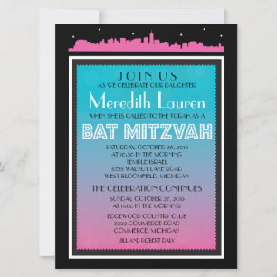 Bat mitzvah KLASSISK BROADWAY-inbjudan-6 x 8 Inbjudningar