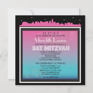 Bat mitzvah KLASSISK BROADWAY-INBJUDAN CENTERED Inbjudningar