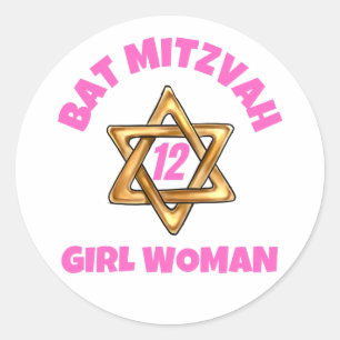 Bat mitzvah klassisk rund etikett