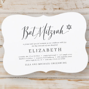 Bat mitzvah klassisk skriptmodern typografi inbjudningar