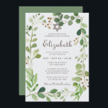 Bat mitzvah, klassiskt skript, vattenfärgsutfall inbjudningar<br><div class="desc">Består av elegant serif och kursiv skripttypografi på en vattenfärgsgrey grönt foliage botanical ram. Detta är designat av Select Party Supplies,  exklusiv för Zazzle. Finns här: http://www.zazzle.com/store/selectpartysupplies</div>