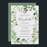 Bat mitzvah, klassiskt skript, vattenfärgsutfall inbjudningar<br><div class="desc">Består av elegant serif och kursiv skripttypografi på en vattenfärgsgrey grönt foliage botanical ram. Detta är designat av Select Party Supplies,  exklusiv för Zazzle. Finns här: http://www.zazzle.com/store/selectpartysupplies</div>