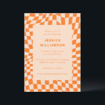 Bat mitzvah kontrollpanel för Groovy Retro Orange  Inbjudningar<br><div class="desc">Bat mitzvah inbjudan till Abstrakten  för Groovy Retro Orange Checkerboard</div>