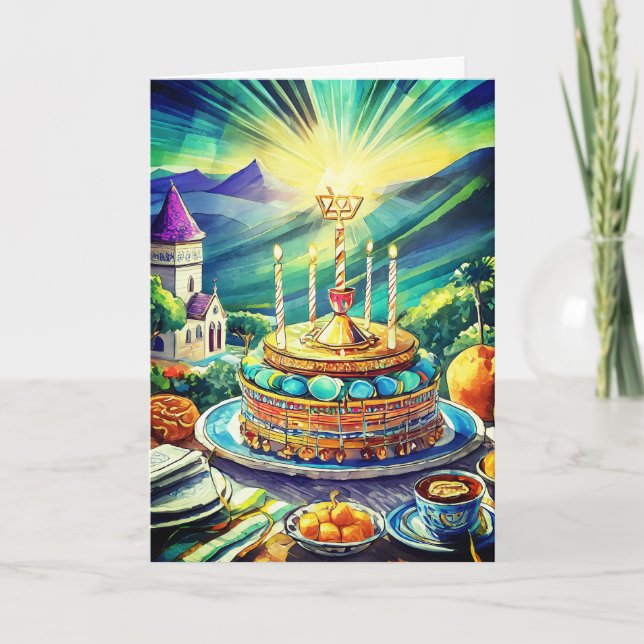 Bat Mitzvah-kort, 5" x 7" vikt gratulationskort Kort (Framsida)