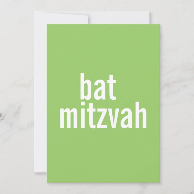 Bat Mitzvah-kunngöringar {Ljusgrön} Inbjudningar (Framsida)