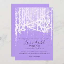 Bat mitzvah Lavender White Sparkly Ljus Inbjudningar