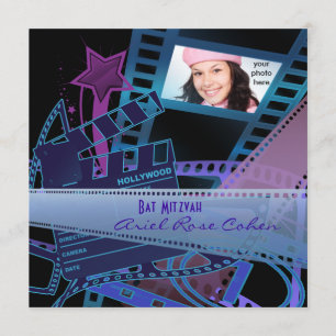 Bat Mitzvah Lila Foto Hollywood Stjärna Inbjudningar