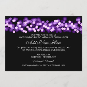 Bat mitzvah Lila Hollywood Glam Inbjudningar