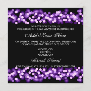 Bat mitzvah Lila Hollywood Glam Inbjudningar