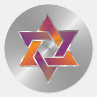 Bat mitzvah Lila Orange Stjärna för David Any Färg Runt Klistermärke