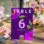 Bat mitzvah Lila Rosa Blommigt Vattenfärgsmodern  Bordsnummer<br><div class="desc">Inget Bat mitzvah party är färdigt utan bordsnummer av personlig. Låt din favorit Bat mitzvah vara stolt, glädjas och fira hennes milstolpe på hennes perfekt samordnade party. Den sofistikerade, chic, bedövning, vattenfärgen lila rosa blommigt med modern serif-typ täcker över mörkens bakgrund för plommon lila. Anpassa anpassningsbarna till bordsnumret, hennes namn...</div>
