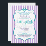 Bat mitzvah Lila  Teal Elegant Rand Inbjudningar<br><div class="desc">En elegant Bat mitzvah inbjudan till lila och teal med lila och vit rand och teal glitter ram tillsammans med en glitter-stjärna av David. Glitter-texten ram om detta klassiska och klassiska Bat mitzvah inbjudan har ett utseendes skuggutseende för ge.</div>