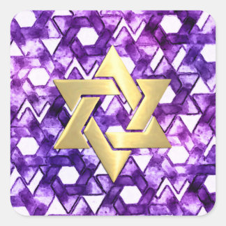 Bat mitzvah Lila Tones Star Damask Fyrkantigt Klistermärke