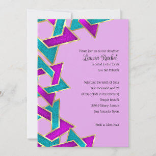 Bat mitzvah Lila Turocise Star of David Inbjudningar