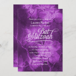 Bat mitzvah Lila Vattenfärgsblommor Inbjudningar