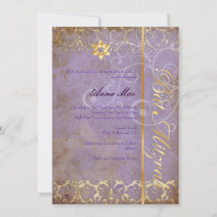 Bat mitzvah/lilac/guld inbjudningar