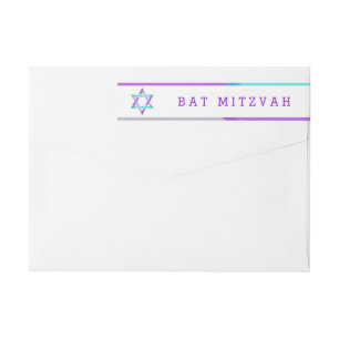 Bat mitzvah lilor för returetiketter   + Kricka Etikettband