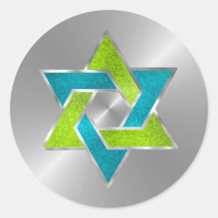 Bat mitzvah Lime Turcos stjärna av David Silver Runt Klistermärke