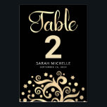 Bat mitzvah Livets träd-skript för svart gulfenad  Bordsnummer<br><div class="desc">Inget Bat mitzvah party är färdigt utan bordsnummer av personlig. Låt din favorit Bat mitzvah vara stolt, glädjas och fira hennes milstolpe på hennes perfekt samordnade party. Den här sofistikerade, chic-, bedövande, abstrakt grafik faux guld-folie träd med gniststjärnan David och punktens "löv", tillsammans med kalligrafiskript för folie från guld, täcker...</div>
