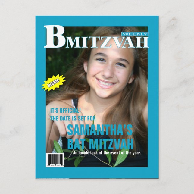 Bat mitzvah magasin Spara datumskalning Meddelande Vykort (Framsida)