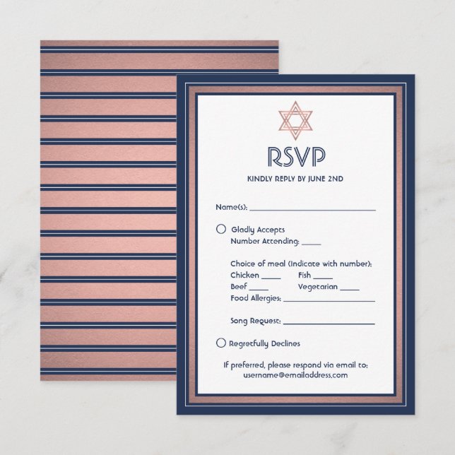Bat mitzvah måltider, Sång-begäran, blått och Rosa OSA Kort (Fram/baksida)