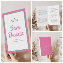 Bat mitzvah mappat program för glittery Silver & R