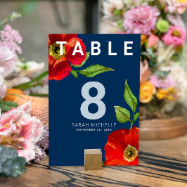 Bat mitzvah marin blå röd Blommigt vattenfärg Mode Bordsnummer