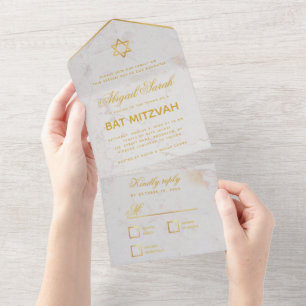 Bat Mitzvah Marmor Falskt Guld Stjärna Elegant Skr