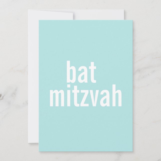 Bat mitzvah meddelanden {Light Teal} Inbjudningar (Framsida)