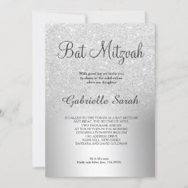 Bat mitzvah metallfolie av silver glitter inbjudningar