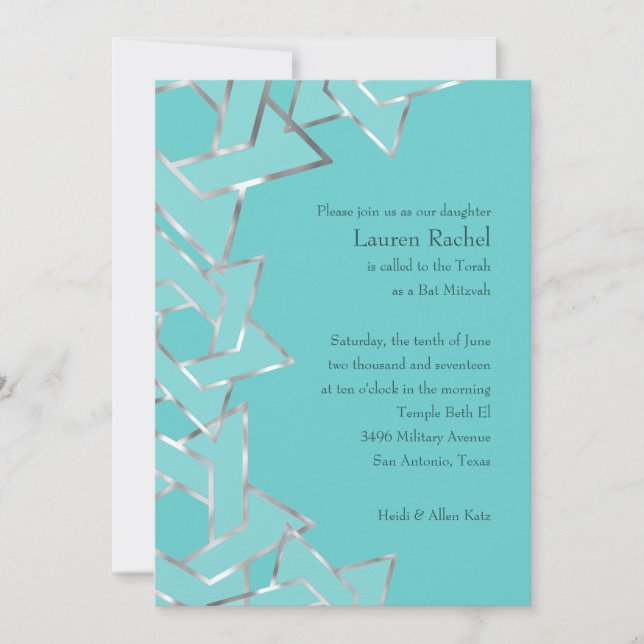 Bat mitzvah Metallisk look Star of David Inbjudningar (Framsida)