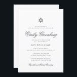 Bat mitzvah, minimalistisk, enkel, klassisk inbjudningar<br><div class="desc">Design består av sans serif-typografi och lekfull kursiv skripttypografi på en enkel bakgrund. 

Tillgänglig här:
http://www.zazzle.com/store/selectpartysupplies</div>