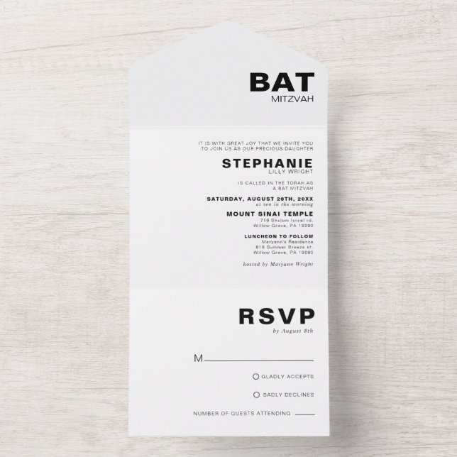 Bat mitzvah minimalistisk formell Elegant (Inside)