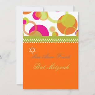 Bat Mitzvah+Mod Bubblor/orange/hetrosa röda Inbjudningar