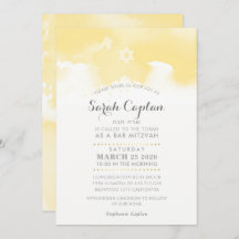 BAT MITZVAH, modern blek gult grått, vattenfärg