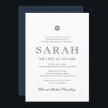 Bat mitzvah, modern David-stjärna Inbjudningar<br><div class="desc">Består av lekfullt skript och sanserif-typografi,  allt mot en vit bakgrund. Detta är designat av Select Party Supplies,  exklusiv för Zazzle. Finns här: http://www.zazzle.com/store/selectpartysupplies</div>