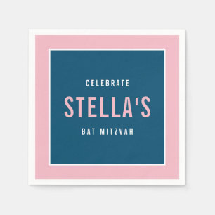 BAT MITZVAH modern djärv blockering av mörk blått Pappersservett