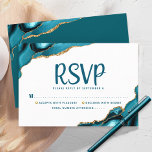 Bat mitzvah Modern Guld-turkos-agateskript OSA Kort<br><div class="desc">Var stolt, gladd och fira den här milstolpen av din favorit Bat mitzvah med den här coolan, det unika, moderna kortet för OSA av personlig för ditt evenemang! Mörk teal script typography täcker över en enkel, ren, vit bakgrund med turkos blue agate sten accated med faux guld veins. Anpassa anpassningsbarnas...</div>