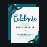 Bat mitzvah Modern Guld-turkos-agateskript Tilläggskort<br><div class="desc">Var stolt, gladd och visa den här milstolpen av din favoritBat mitzvah! Inkludera den här coolan, unik, modern personlig infogning för ytterligare information till din händelse. Mörk, blått manustypografi och faux guld Star av David täcker över en enkel, ren, vit bakgrund med turkosa blå agate sten accentuerad med faux guld...</div>