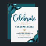 Bat mitzvah Modern Guld-turkos-agateskript Tilläggskort<br><div class="desc">Var stolt, gladd och visa den här milstolpen av din favoritBat mitzvah! Inkludera den här coolan, unik, modern personlig infogning för ytterligare information till din händelse. Mörk, blått manustypografi och faux guld Star av David täcker över en enkel, ren, vit bakgrund med turkosa blå agate sten accentuerad med faux guld...</div>