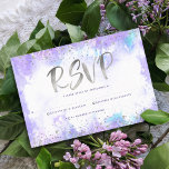 Bat mitzvah modern lila av folie silver OSA kort<br><div class="desc">Var stolt, gladd och visa den här milstolpen av din favoritBat mitzvah! Ta med den här fantastiska, moderna, glatt silver-faux-folie och glitter-punkter och handskrivna kalligrafiskript mot en mjuk lila-vattenfärgbakgrund, personlig OSA-inmatningskort för din händelse. Anpassa anpassningsbarnas text med datumet "svara senast". Garanterade att hon skulle få mer roligt i snyggten vid...</div>