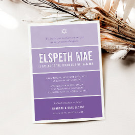 BAT MITZVAH modern lila för övertoningsviolett Inbjudningar