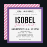 BAT MITZVAH, modern, minimalistisk lila för färg r Inbjudningar<br><div class="desc">genom kat masard >> kat@simplysweetPAPERIE.com << CONTACT ME för anpassningsbar eller för att lägga till linjer i Hebrew Kärlek, men vill se vissa ändringar - ett annat färg-schema, produkt, foto eller anpassad för ett annat tillfälle - ingen oro kontaktar mig bara - jag är lycklig för att hjälpa till! -...</div>