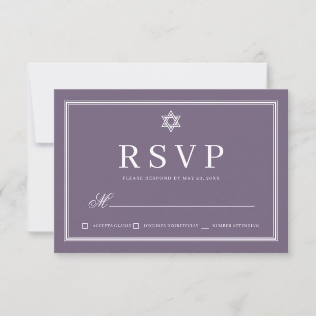 Bat mitzvah Modern Monogram enkel QR-kod OSA Kort (Framsida)